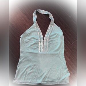 Y2K Bebe Blue Sequin Halter Top